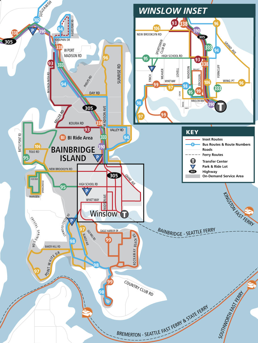 Bainbridge Island System Map Kitsap Transit   Kitsap Transit Bainbridge Map June 23 